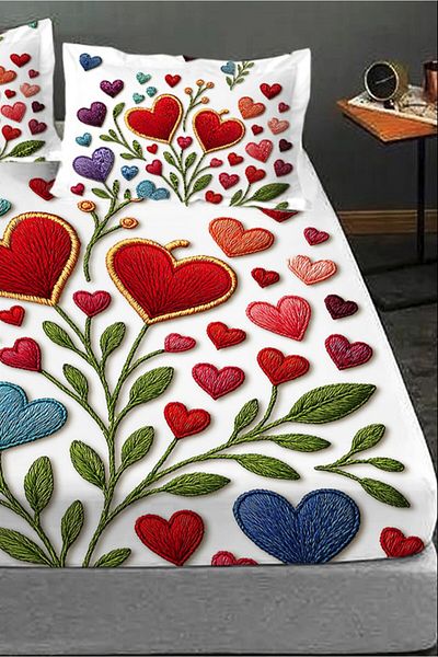 MonoHome 100% Cotton Fitted Sheet Special Design 5D Digital 60 Wire Hearted Nakkaş