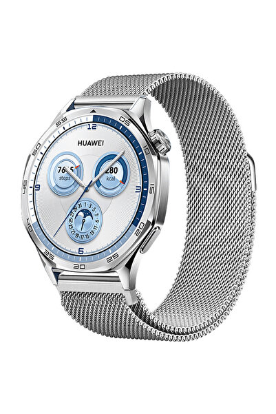 Sneezy Huawei Watch GT5 46mm Uyumlu Manyetik Milanese Loop Metal Kordon
