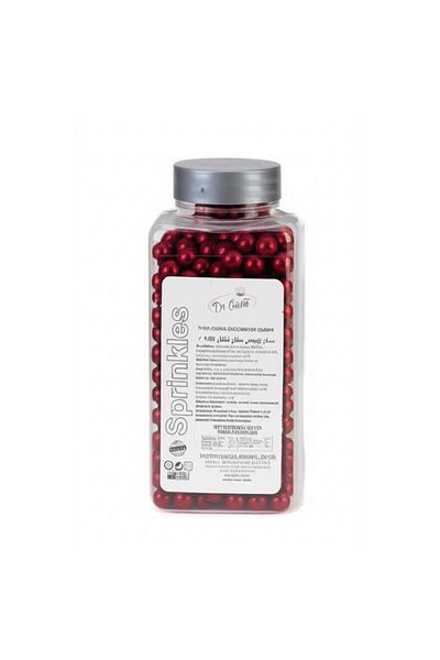 Dr. Gusto 8 mm Burgundy Beads Sugar 250 g – Cake and Dessert Decoration Sugar