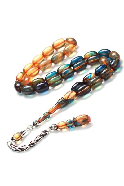 TESBİHCİBABA Chain Tassel Transparent Mosaic Crimping Amber Prayer Beads