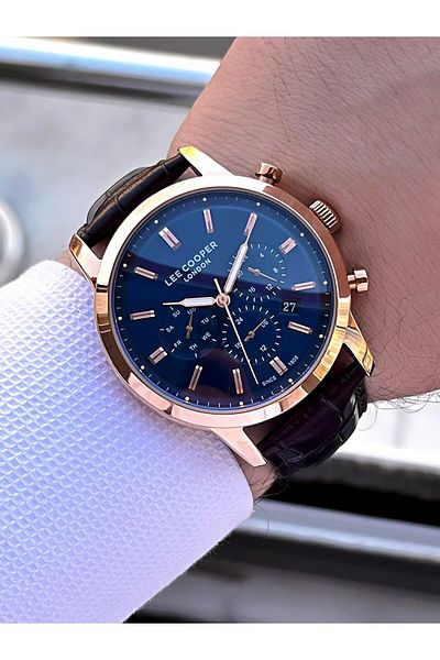 Lee Cooper Leather Cord Inside Functions Active 5 Atm Water Resistant Men's Wrist Watch Elc.08186.492