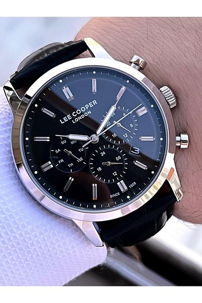 Lee Cooper Leather Cord Inside Functions Active 5 Atm Water Resistant Men Wrist Watch Elc.08186.351