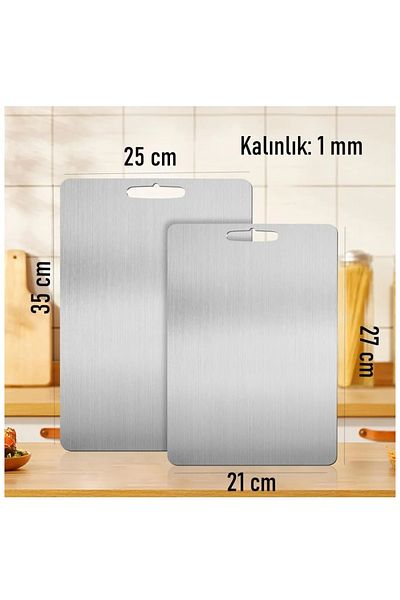 BİMOTE 2-Piece Stainless Steel Cutting Board