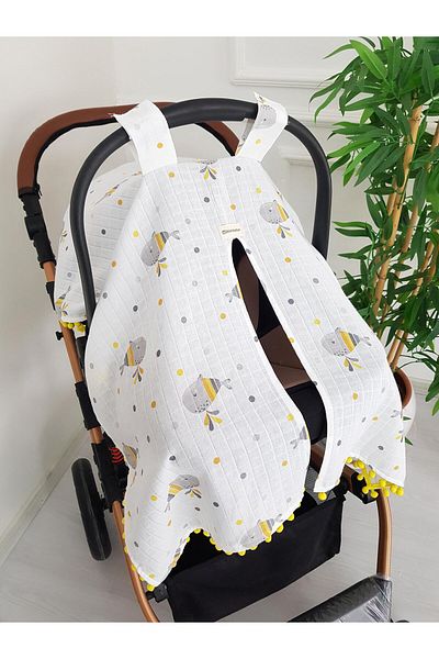 ilkimbebe Whale Pompom Baby Stroller Cover