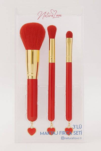 Naturalove 3-Piece Makeup Brush Set Charmlı Red