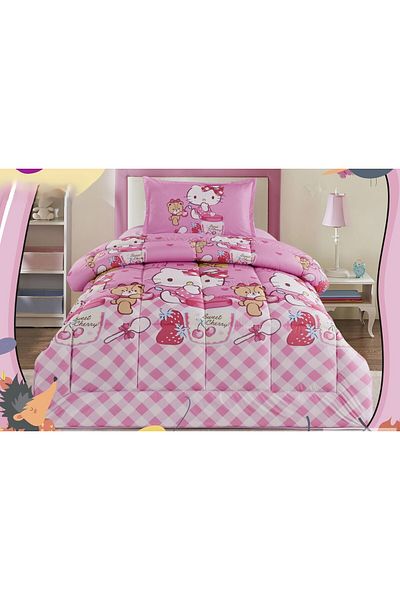 Moon Single Bed Sheet Filling, 3-Piece Reversible Cartoon Printed Quilt Set, for Your Child's Comfort