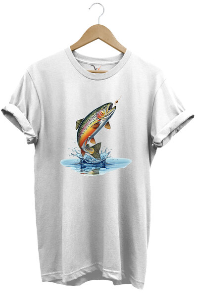 WİDİ Tricou unisex cu croiala normală, 100% bumbac, cu tematică de pescuit, c...