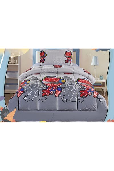 Moon Single Bed Sheet Filling, 3-Piece Reversible Cartoon Printed Quilt Set, for Your Child's Comfort