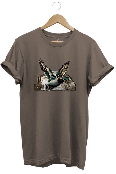 WİDİ Μπλουζάκι με θέμα το κυνήγι Flying Duck με στάμπα 100% βαμβάκι Unisex Regular Fit