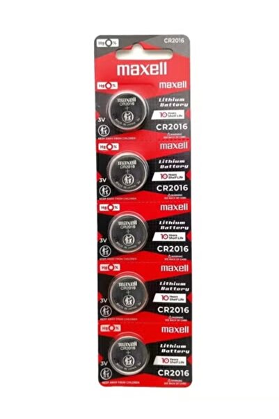 Maxell CR 2016 Lithium Battery 3V - Pack of 5