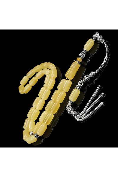 TESBİHCİBABA Ice Amber - Lal Tassel Drop Amber Prayer Beads