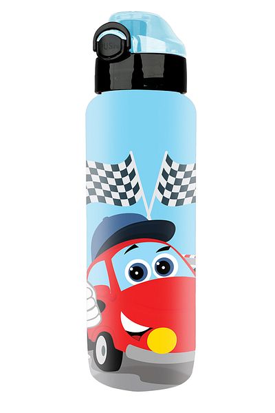 Polin Soft Touch Tritan Patterned Children's Water Bottle with Straw 550ml
