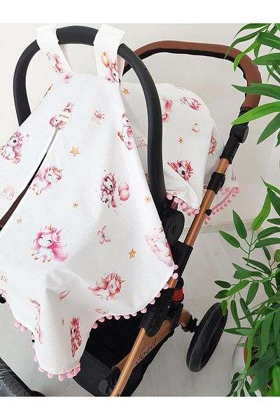 ilkimbebe Unicorn Pompom Baby Stroller Cover