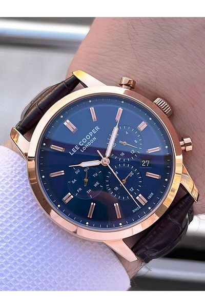 Lee Cooper Leather Cord Inside Functions Active 5 Atm Water Resistant Men's Wrist Watch Elc.08186.492