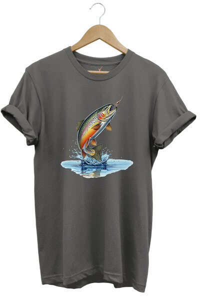 WİDİ Tricou unisex cu croiala normală, 100% bumbac, cu tematică de pescuit, c...
