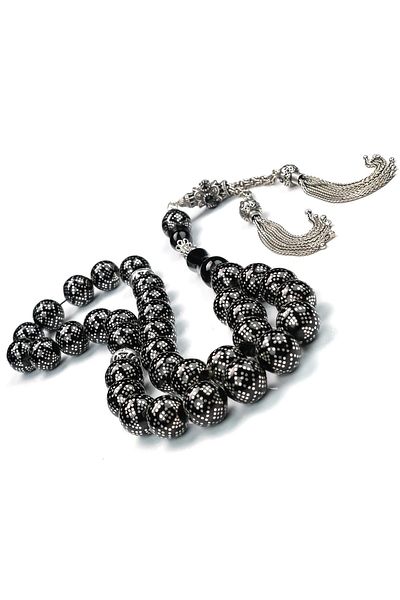 TESBİHCİBABA Pyramid Amulet Embroidered Erzurum Oltu Stone Prayer Beads