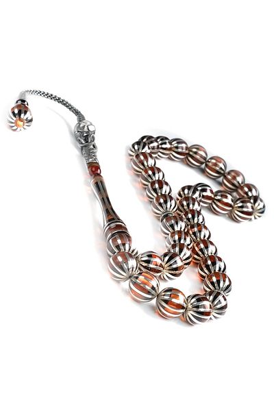 TESBİHCİBABA Silver Processing Fire Amber Prayer Beads from Habbes to Tassel