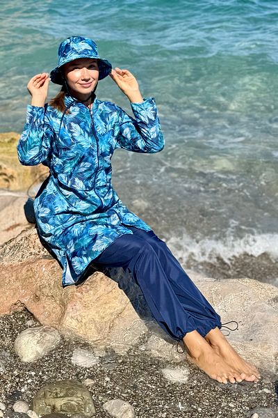 Remsa Mayo Parachute Fully Covered Hijab Swimsuit 2503 Tülay Navy Blue