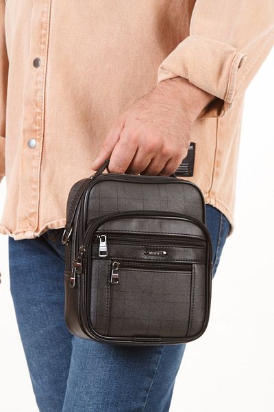 Newish Polo Men's Plaid Leather Hand and Shoulder Bag New281