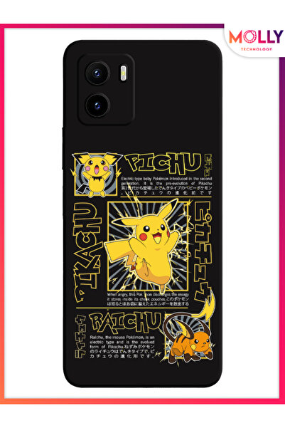 Molly Vivo Y15S İçin Siyah Şimşek Pika Desenli Silikon Kılıf