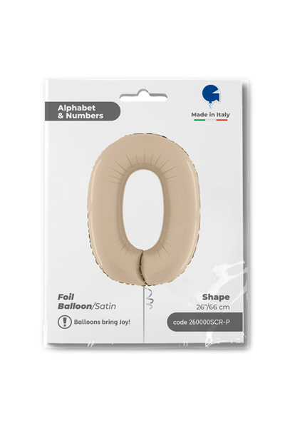 Vipfoni 0 Number Satin Cream Foil Balloon 26"