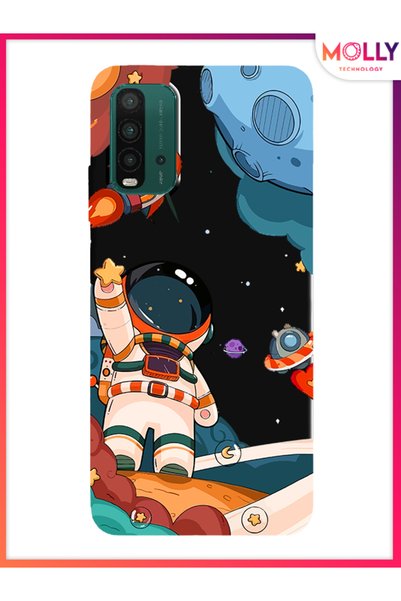 Molly حافظة سيليكون بنمط التحيات الكونية باللون الأسود لهاتف Xiaomi Redmi 9T
