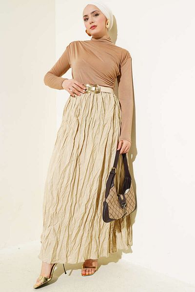 Smymoda Turtleneck Side Gathered Sandy Body
