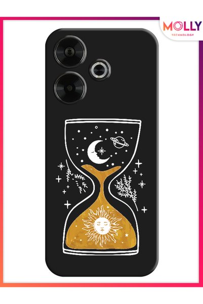 Molly حافظة سيليكون بنمط عداد الكون الأسود لهاتف Xiaomi Redmi 13 4G