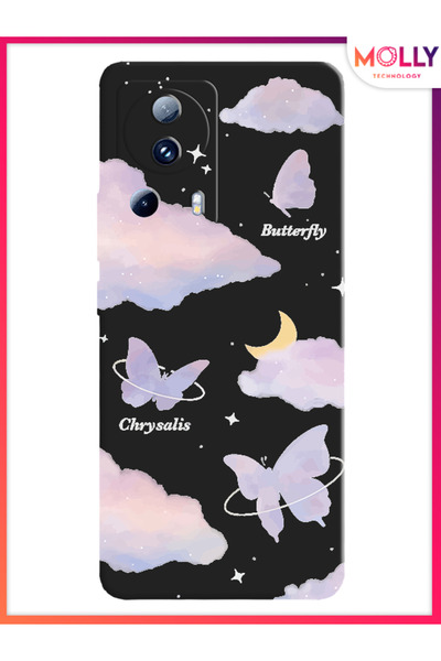 Molly حافظة سيليكون بنمط Flutterby السماوي باللون الأسود لهاتف Xiaomi Mi 13 Lite