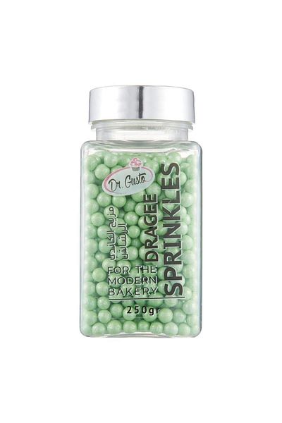 Dr. Gusto 4 mm Green Beads Sugar 250 g – Fine Grain Pastry and Dessert Decoration Sugar
