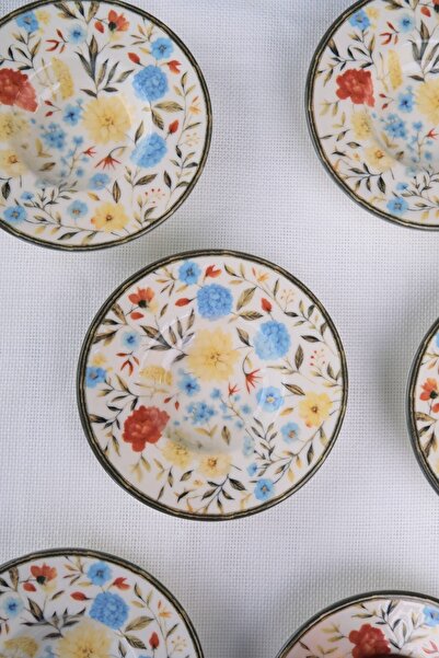 tabakevi Plate House Porcelain Fiori Tea Plate Set 12cm 6 Pieces Bns6Ctprs1217