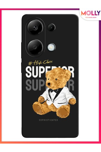 Molly Black Dapper Teddy Pattern Silicone Case for Xiaomi Redmi Note 13 Pro 4g