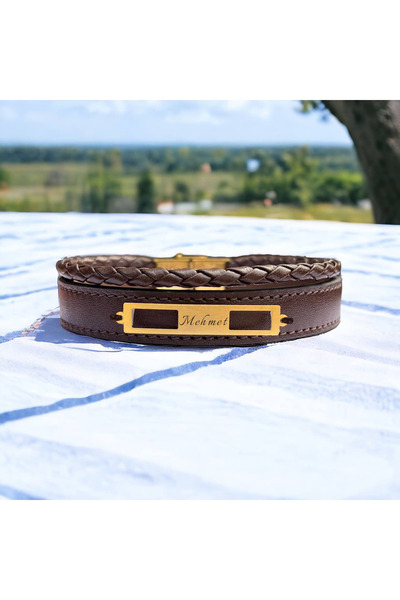 ARCHINO GOLD 14 Ayar Plakalı Altın Mehmet İsmine Özel Dikdörtgenli Kahverengi...