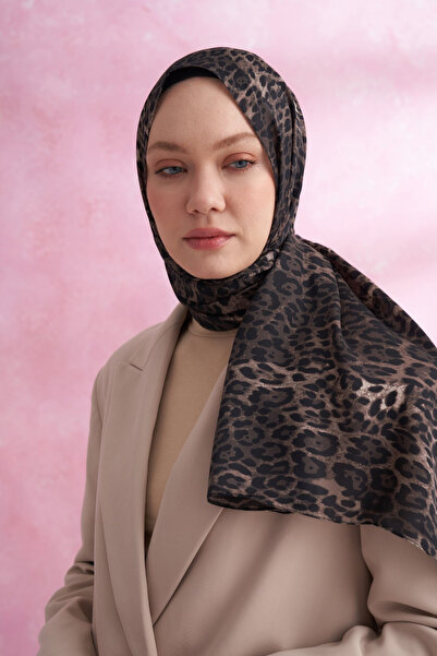 ARMANDA Classic Leopard Print Imported Voile Shawl - Mink