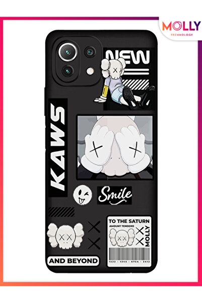 Molly Xiaomi Mi 11 Lite İçin Siyah Sticker Chaos Desenli Silikon Kılıf