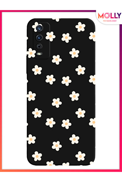 Molly Vivo Y11S İçin Siyah Daisy Drift Desenli Silikon Kılıf