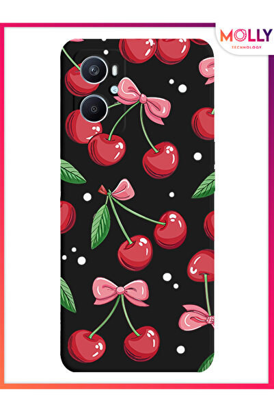 Molly Oppo A96 4G İçin Siyah Berry Ribbon Desenli Silikon Kılıf