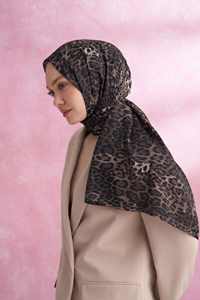ARMANDA Classic Leopard Print Imported Voile Shawl - Mink