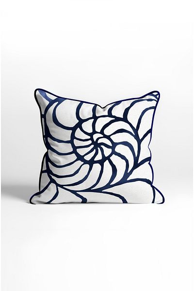 CANİLA Marine Shell Patterned Linked 45 X 45 Kirlent Case. Double-Sided Decorative Kirlent with Hidden Zipper