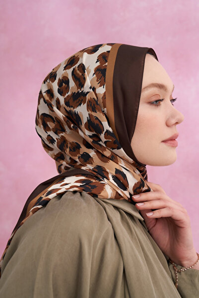 ARMANDA Multi Leopard Patterned Imported Voile Shawl - Brown