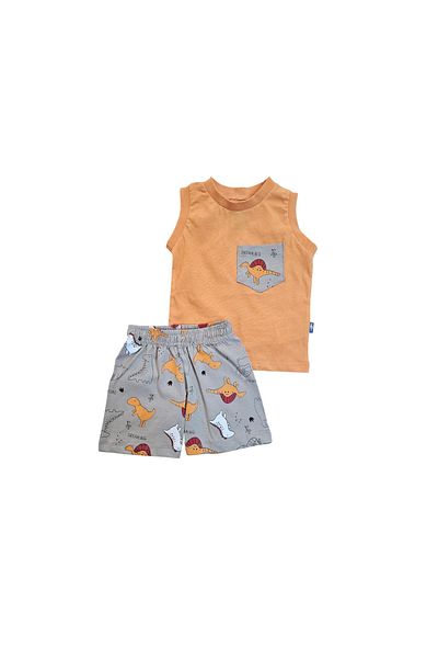 Biberon Çocuk Giyim Nazar Dinosaur Printed Suspender Suit 9/24