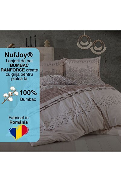 NufJoy 100% COTTON RANFORCE Bed Linen, 4 Pieces, King Size, Bed Sheet 240x260 cm, Premium Quality