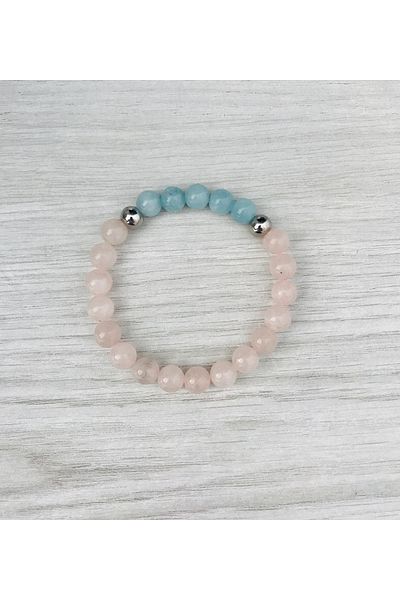 MK tasarım Real Pink Quartz- Blue Quartz Bracelet Mkt051