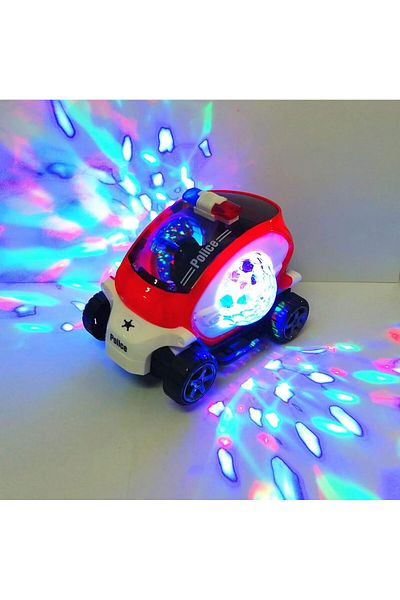 rexa Kids Police Car Toy with 360° Rotating Disco Lights & Siren Sounds - Musical Patrol Vehicle