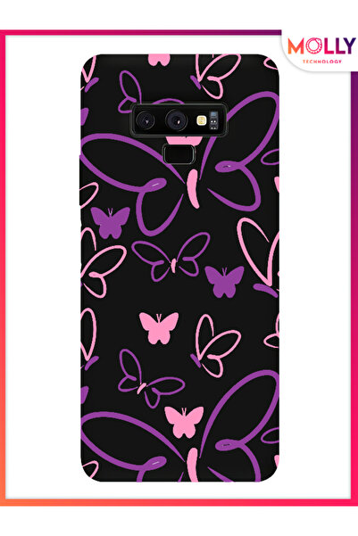Molly Samsung Galaxy Note 9 İçin Siyah Violet Flight Desenli Silikon Kılıf