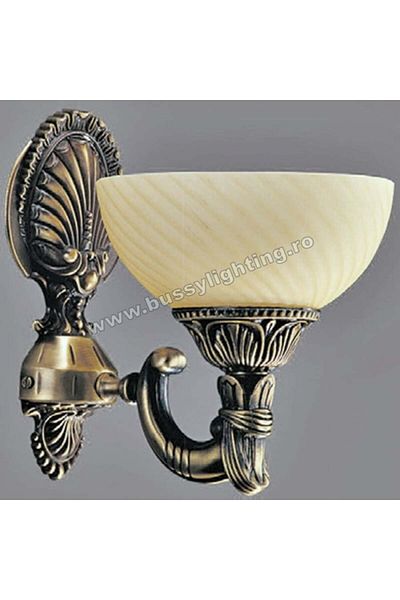 CandelabreClasice Omega Wall Lamp with 1 Arm, Classic Design, Antique Bronze Finish, Cream Shade