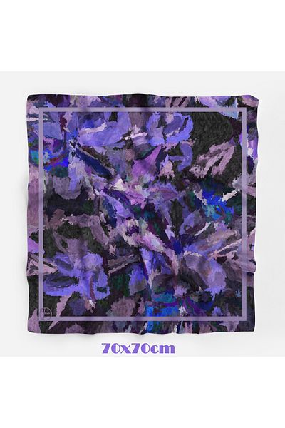 TUA İPEK Model cu trăsături de pensulă Violet Închis 70*70cm Bandană/Eșarfă
