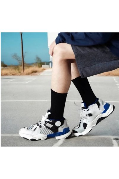 bglife Tennis Socks 2 Pack Plain Black White Unisex Socket Socks Cotton