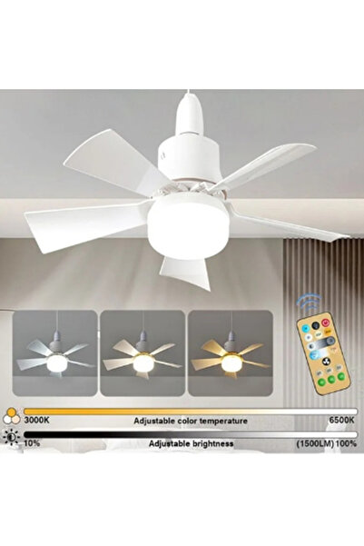 fimaxi Vantilatör Fanlı Tavan Uzaktan Kumandalı Led Ampül 3 Renk 82w Serinlet...