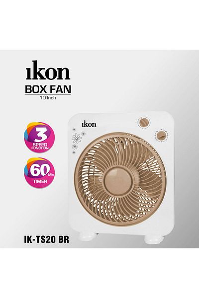 Ikon Box Fan, 10 inches, Brown,IK-TS20